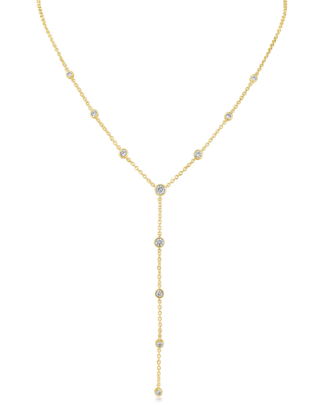 Round CZ Bezel Y-Necklace
