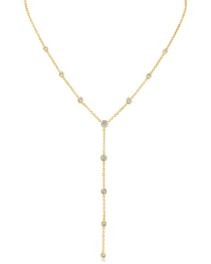 Round CZ Bezel Y-Necklace
