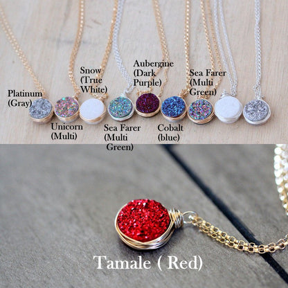 Druzy Bezel Pendant Necklaces