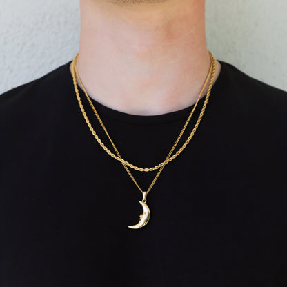 Crescent Moon Pendant Necklace Set