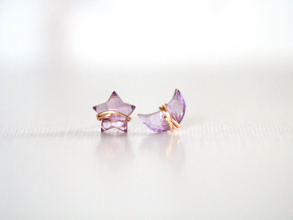 Moonbeam &amp; Stardust Studs - Amethyst