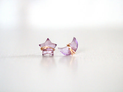 Moonbeam &amp; Stardust Studs - Amethyst