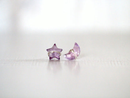 Moonbeam &amp; Stardust Studs - Amethyst