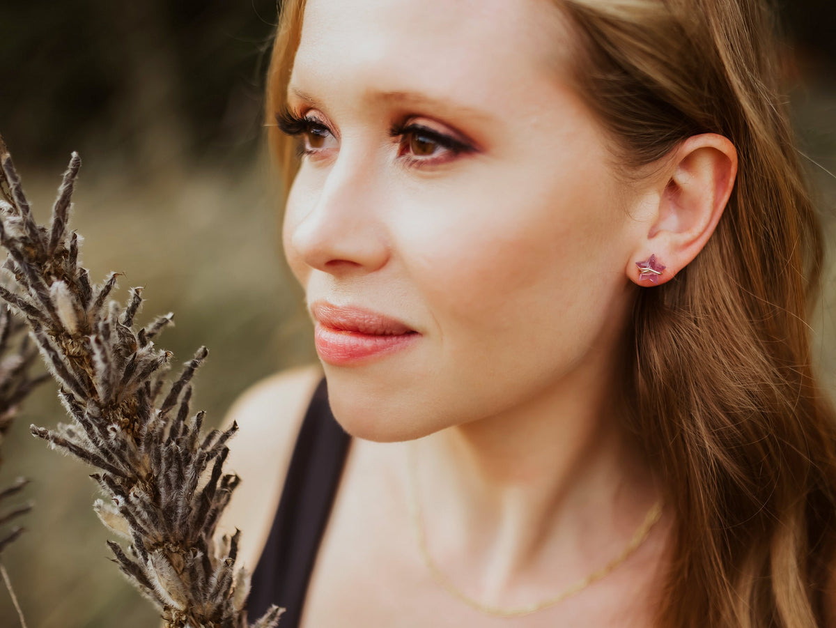 Moonbeam &amp; Stardust Studs - Amethyst