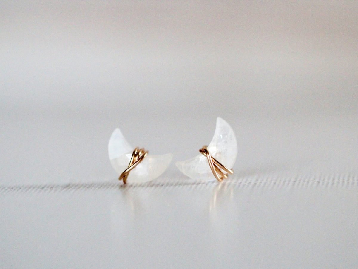 Moonbeam &amp; Stardust Studs - Moonstone