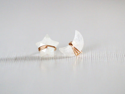 Moonbeam &amp; Stardust Studs - Moonstone
