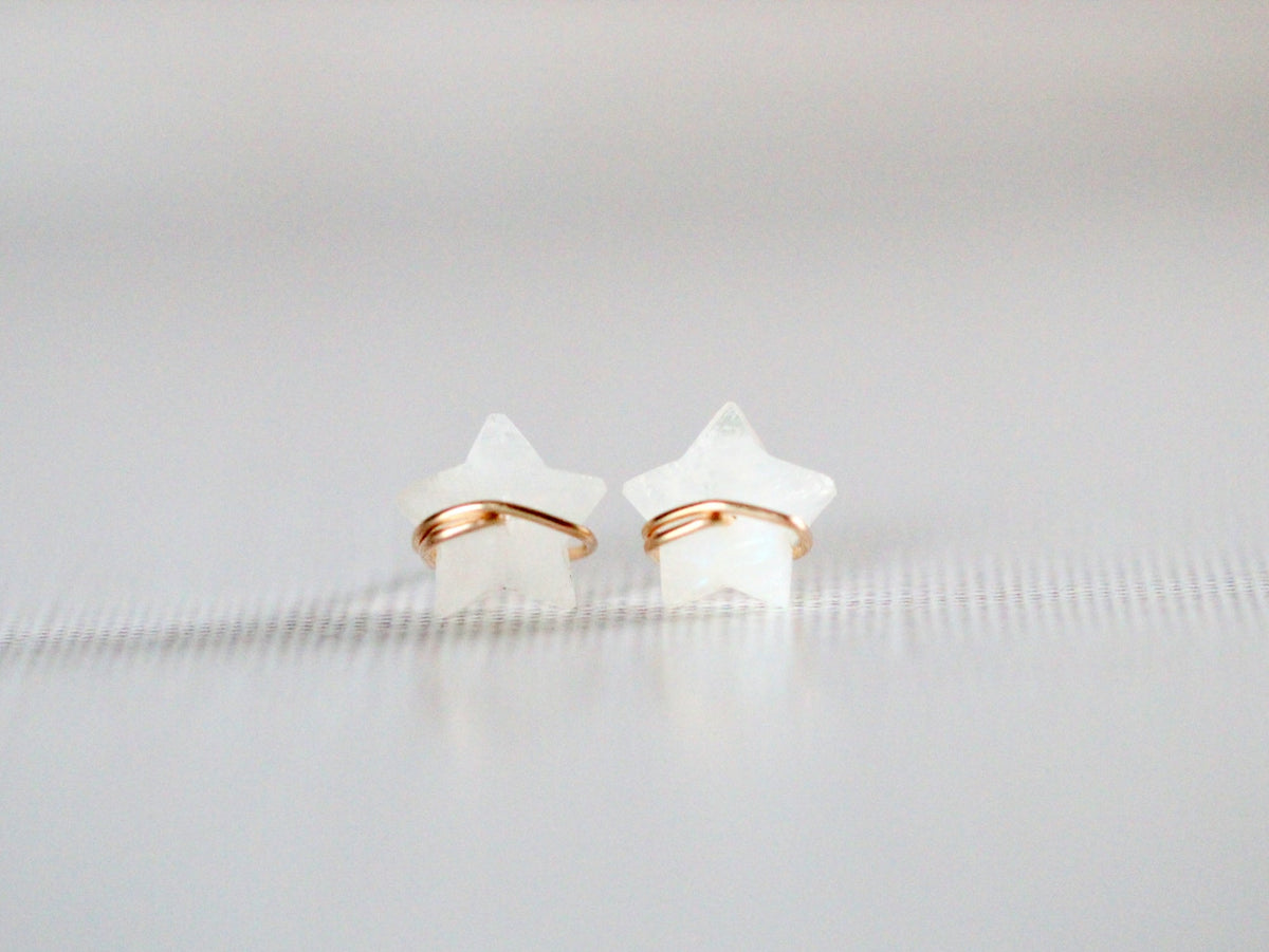 Moonbeam &amp; Stardust Studs - Moonstone