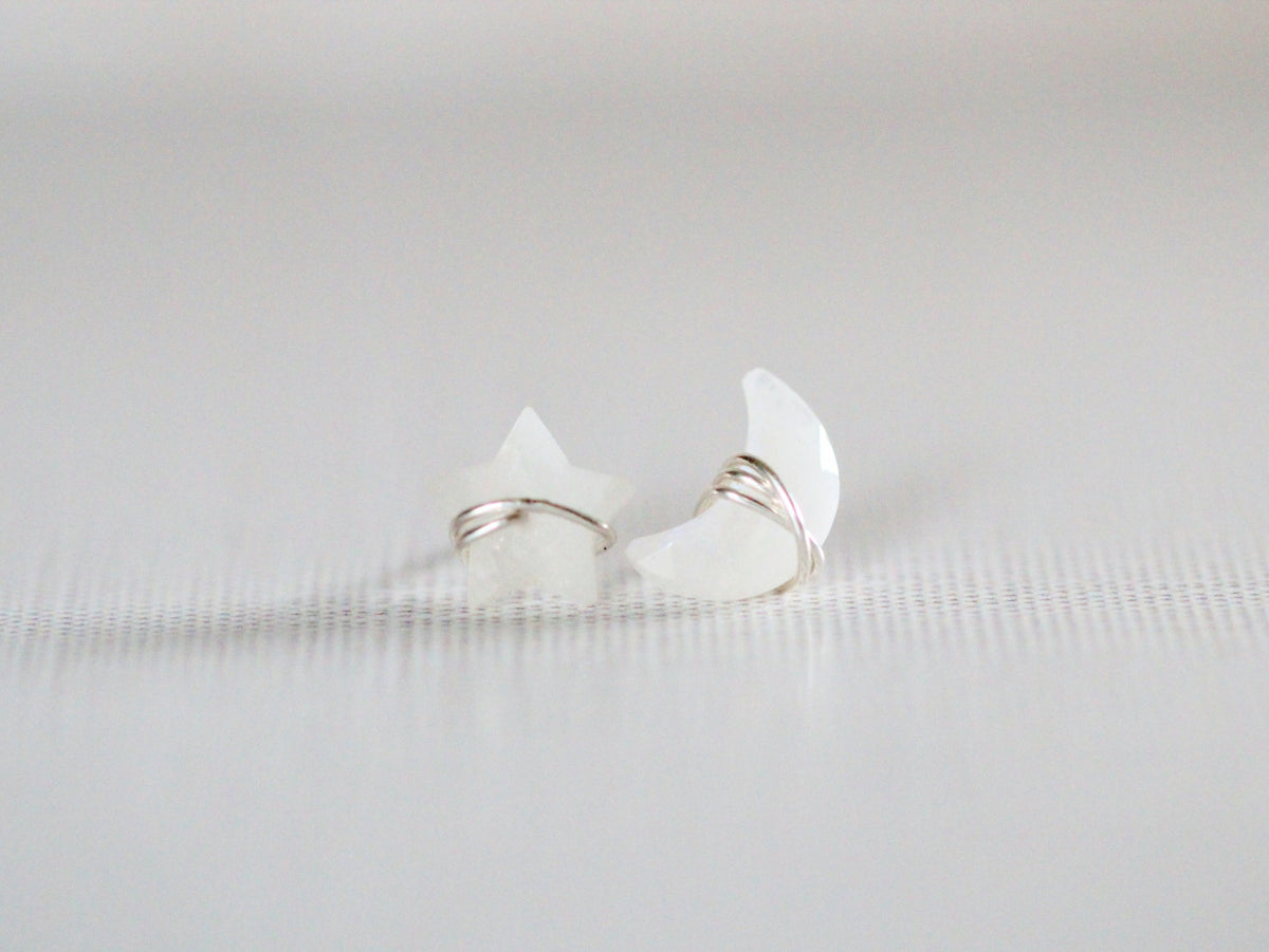 Moonbeam &amp; Stardust Studs - Moonstone
