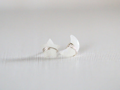 Moonbeam &amp; Stardust Studs - Moonstone