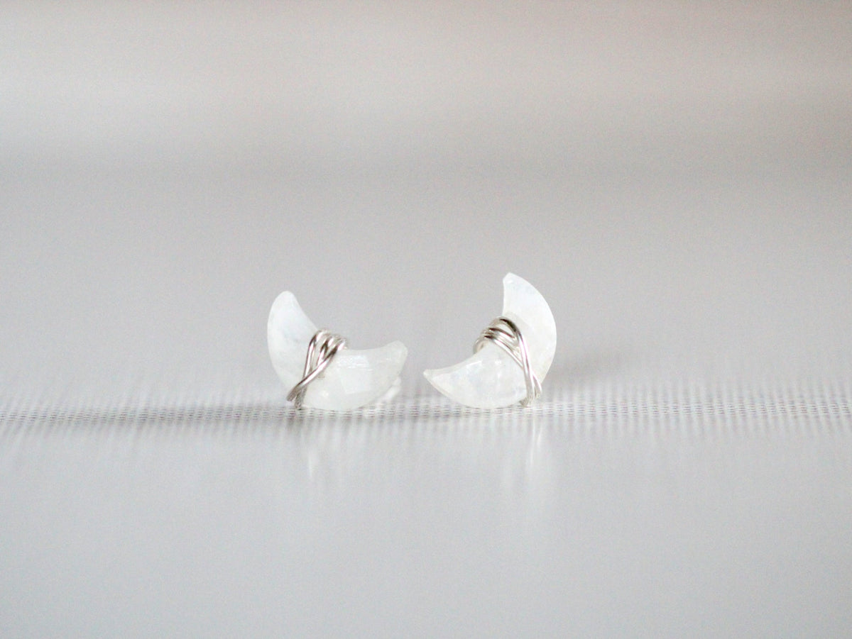 Moonbeam &amp; Stardust Studs - Moonstone