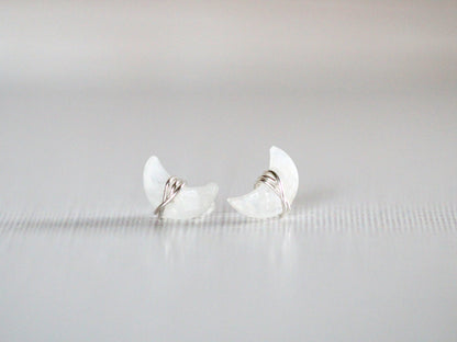 Moonbeam &amp; Stardust Studs - Moonstone