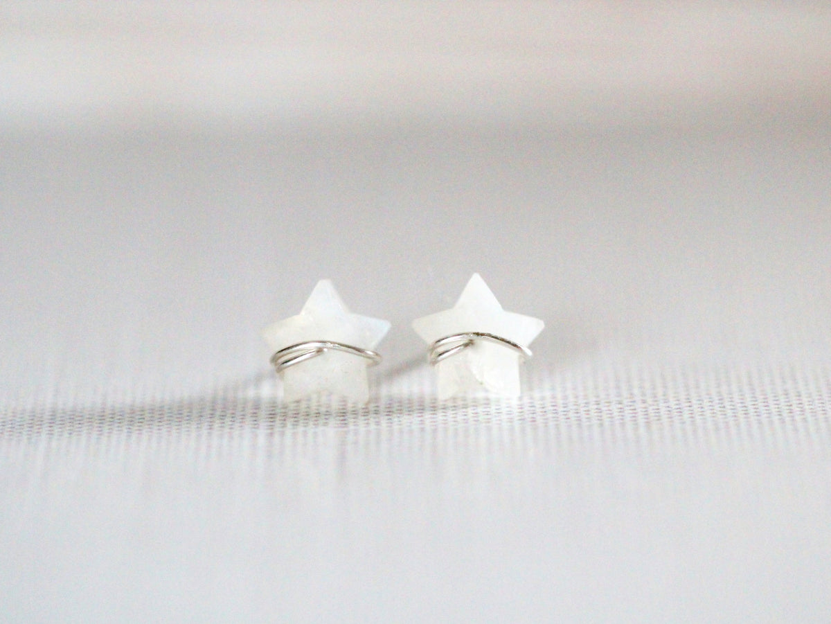 Moonbeam &amp; Stardust Studs - Moonstone