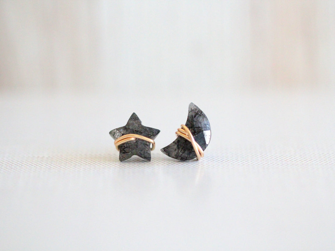 Moonbeam &amp; Stardust Studs - Rutilated Quartz