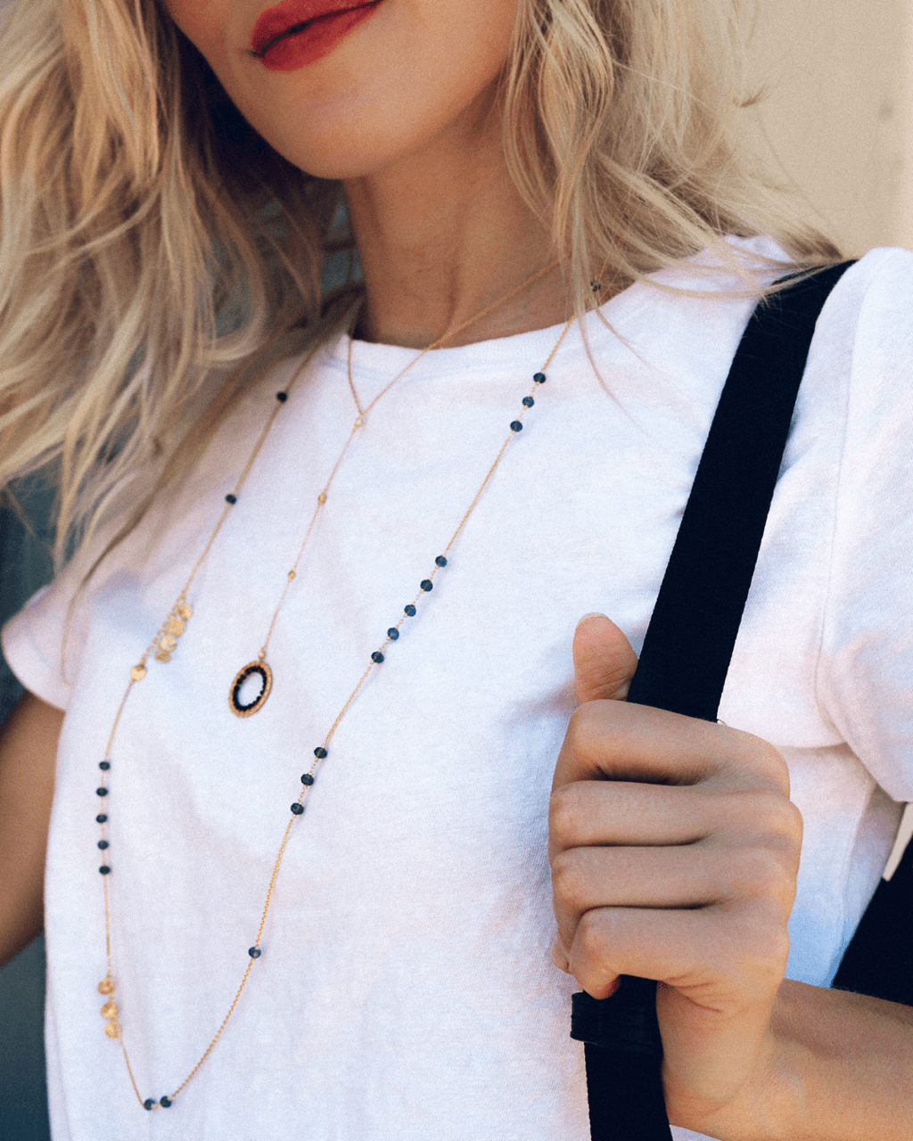 Black Spinel Necklace Layering SetWe paired our black spinel mini circle Y-necklace with our long black spinel gold layering chain.
Mini Circle Y Necklace made with Black Spinel gemstones- 20-22" lonNecklace/Earring KitPARKEN JEWELRYVettedArcBlack Spinel Necklace