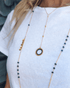 Black Spinel Necklace Layering SetWe paired our black spinel mini circle Y-necklace with our long black spinel gold layering chain.
Mini Circle Y Necklace made with Black Spinel gemstones- 20-22" lonNecklace/Earring KitPARKEN JEWELRYVettedArcBlack Spinel Necklace