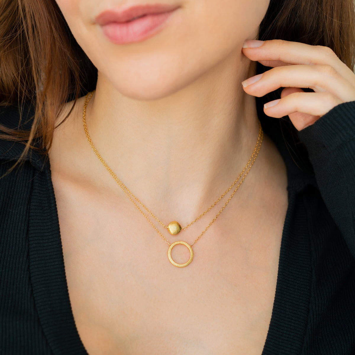 Signature Gold Circle Layering Necklace