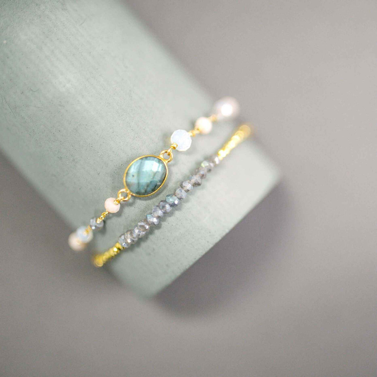 Labradorite Bracelet SetOur easy stacking bracelet sets are completely adjustable so they fit everyone. Made with sparkling bezel gemstones and tiny stone accents. This pair is full of one Bracelet SetPARKEN JEWELRYVettedArcLabradorite Bracelet Set