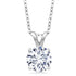 Round moissanite solitaire pendant necklace in 14k white gold on a fine chain