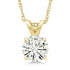 Side view of 14k gold pendant holding a 0.80 carat round moissanite gemstone