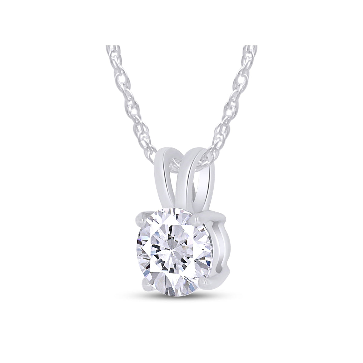 0.80 CTW certified moissanite pendant shown in 14k yellow gold setting