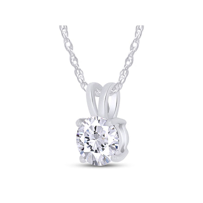 0.80 CTW certified moissanite pendant shown in 14k yellow gold setting