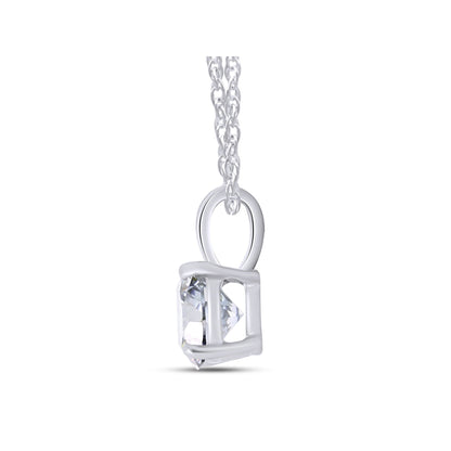 Moissanite solitaire necklace pendant with 14k gold chain and spring ring clasp