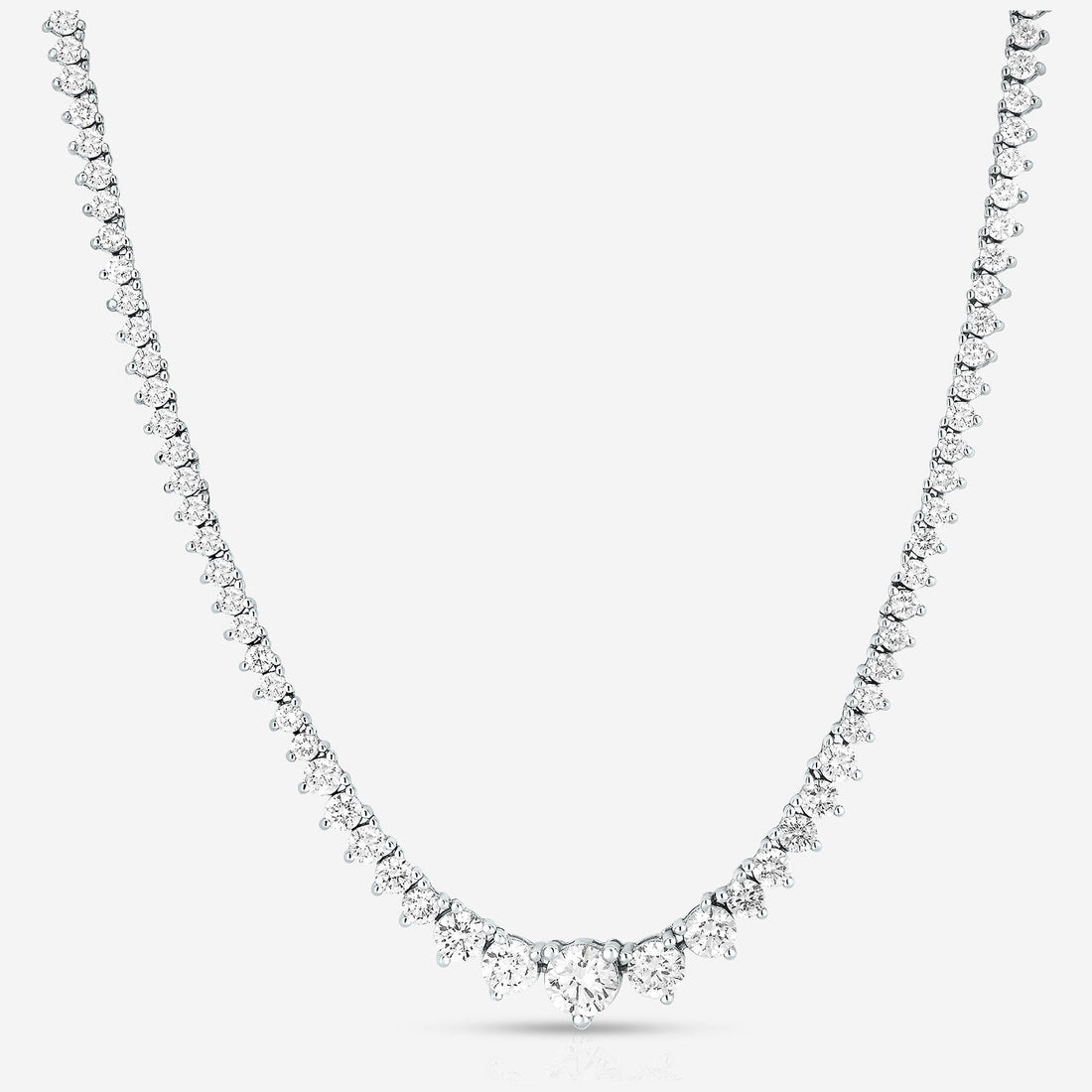 15 CTW Created Moissanite Graduated Tennis Necklace - G-H Color, SI Clarity
