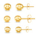Set of three 14K yellow gold ball stud earrings in 4mm, 5mm and 6mm sizes
