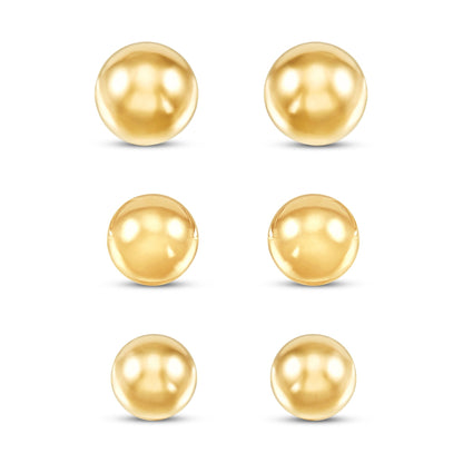 Pair of 14K yellow gold ball stud earrings with secure friction back closures