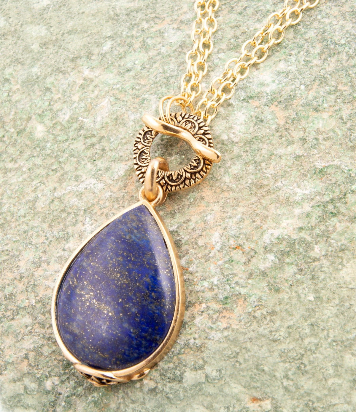 Abby Blue Lapis Golden Pendant Necklace
