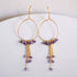 Amethyst gold mini swing hoop earrings with delicate gemstone chains and French hooks