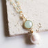Aqua Chalcedony Pearl convertible necklace with baroque pearl and gold-plated sterling silver chain
