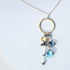 Aquamarine and iolite Ammil necklace with multistrand gemstones and gold hoop clasp