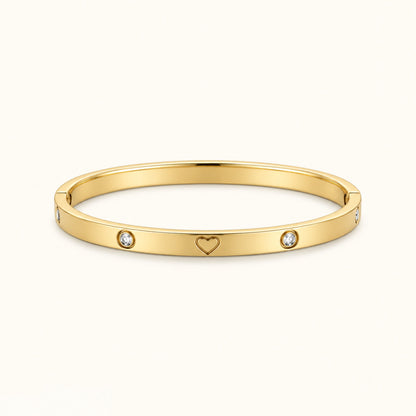 Gold Filled Heart Diamond Bangle