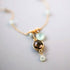 Bezel necklaces with 14k gold plated sterling silver and various bezel set gemstones on delicate gold chains