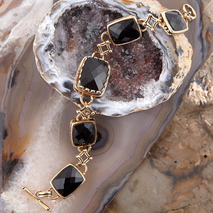 Black Onyx Golden Link Bracelet