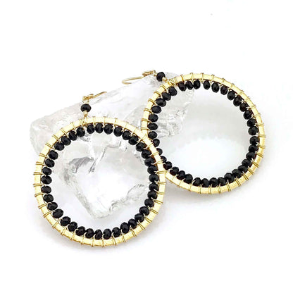Blue Chalcedony Halo Earrings 14k gold plated sterling silver lightweight hoops