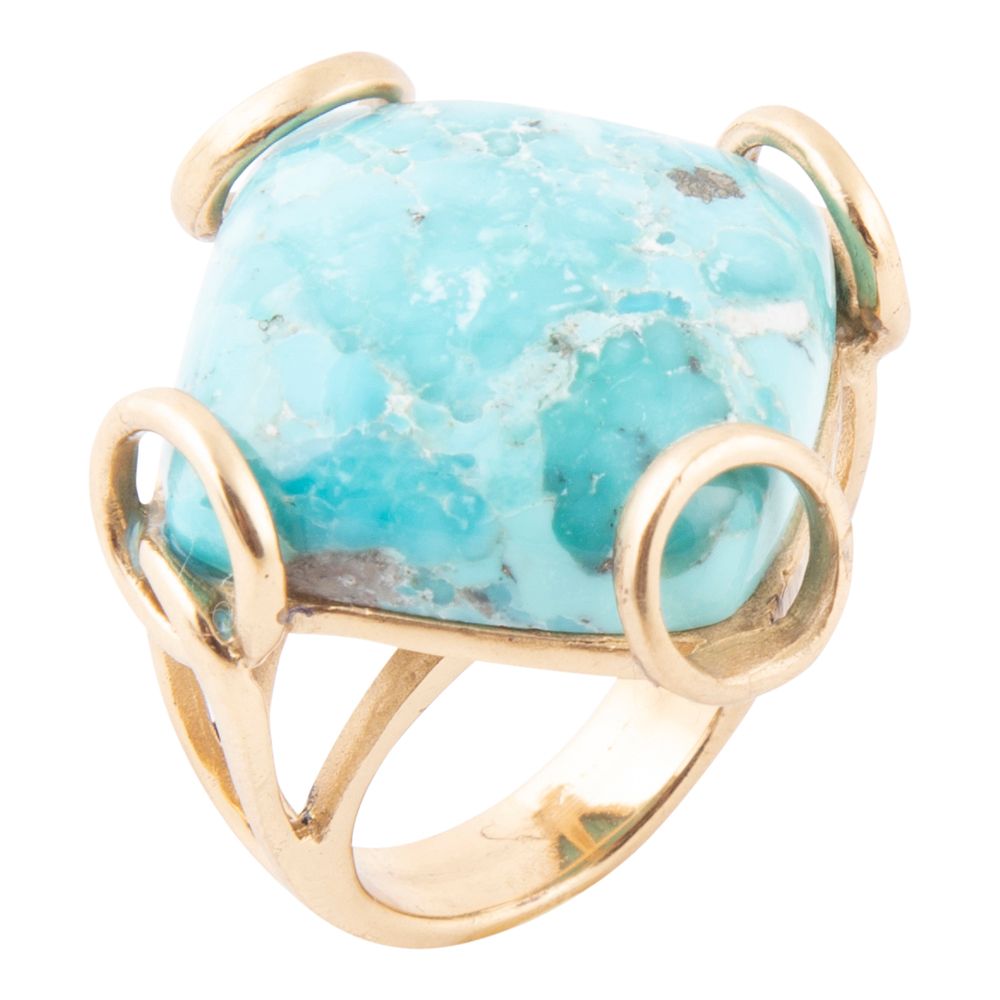Blue Turquoise Rhombus Statement Ring