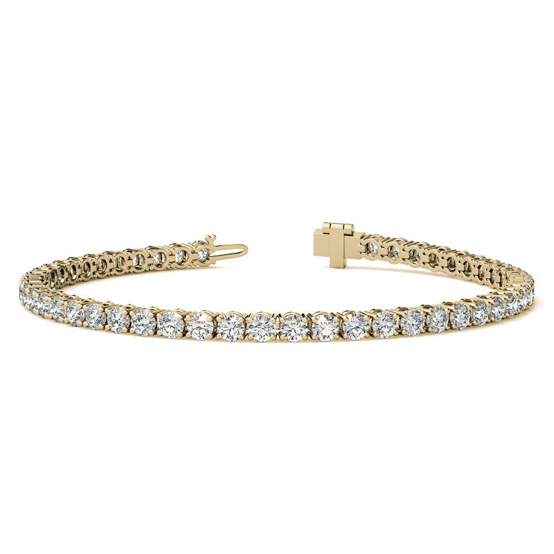 Set of Three 6ctw Created Moissanite Tennis Bracelets – 3mm Stones – 14K Gold Overlay in White, Yellow &amp; Rose Gold