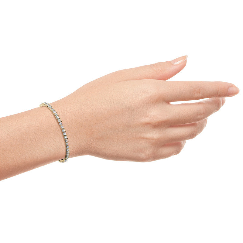 Set of Three 6ctw Created Moissanite Tennis Bracelets – 3mm Stones – 14K Gold Overlay in White, Yellow &amp; Rose Gold
