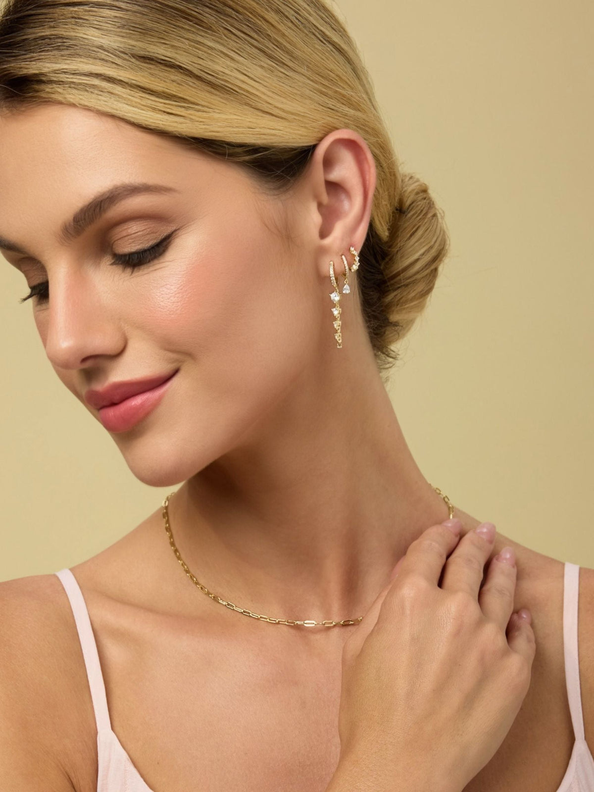 5 Diamond Drop Hoops