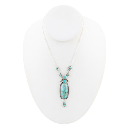 Emile Sterling Silver and Blue Turquoise Pendant Necklace
