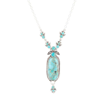 Emile Sterling Silver and Blue Turquoise Pendant Necklace