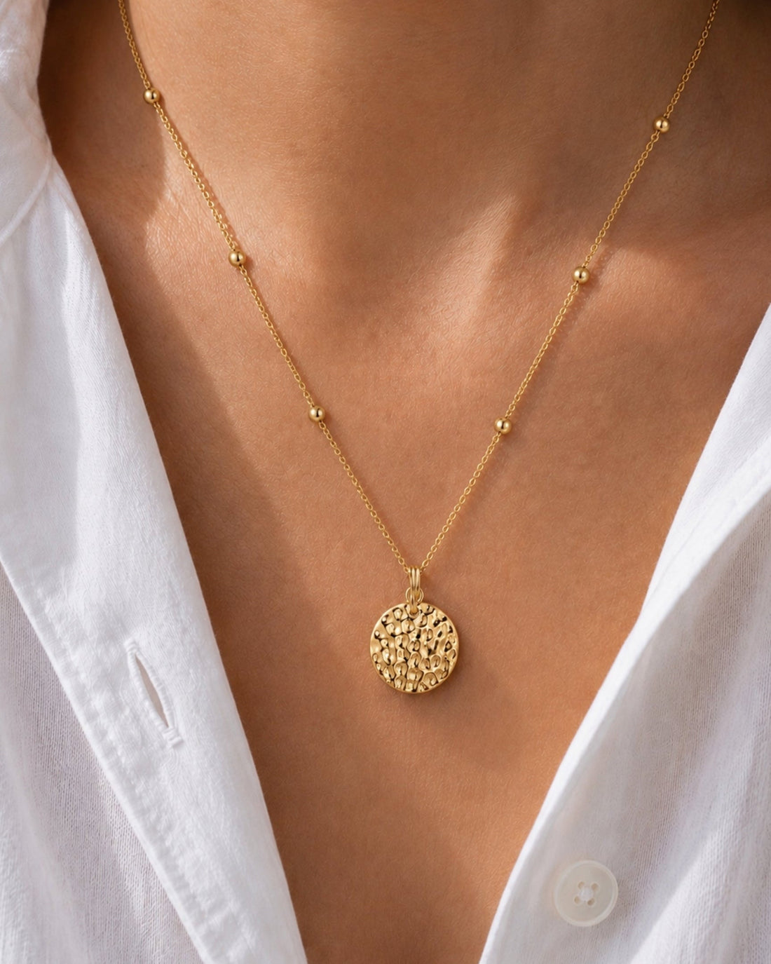 Gold Filled Hammered Coin Necklace