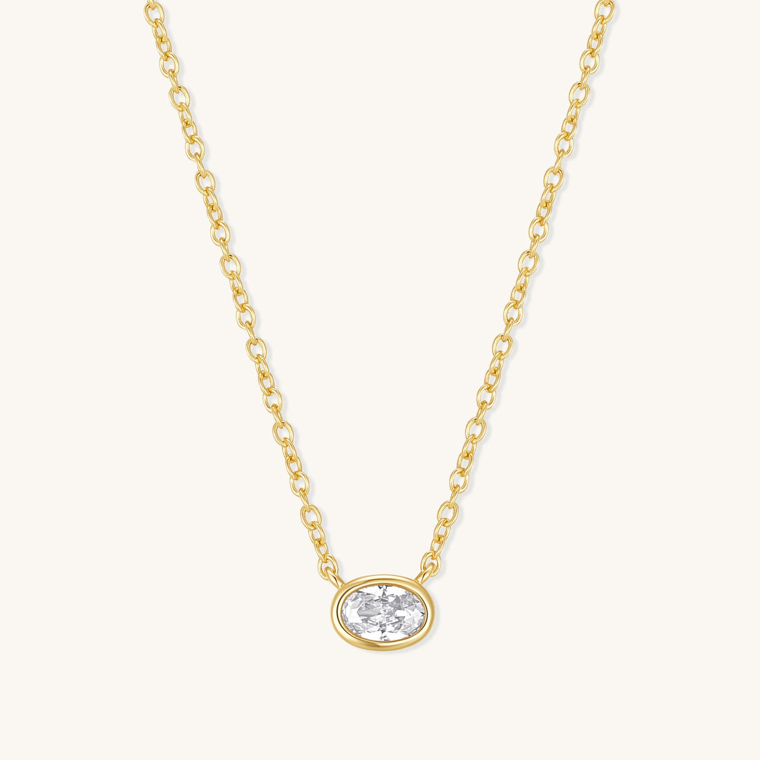 Gold Filled Diamond Oval Necklace