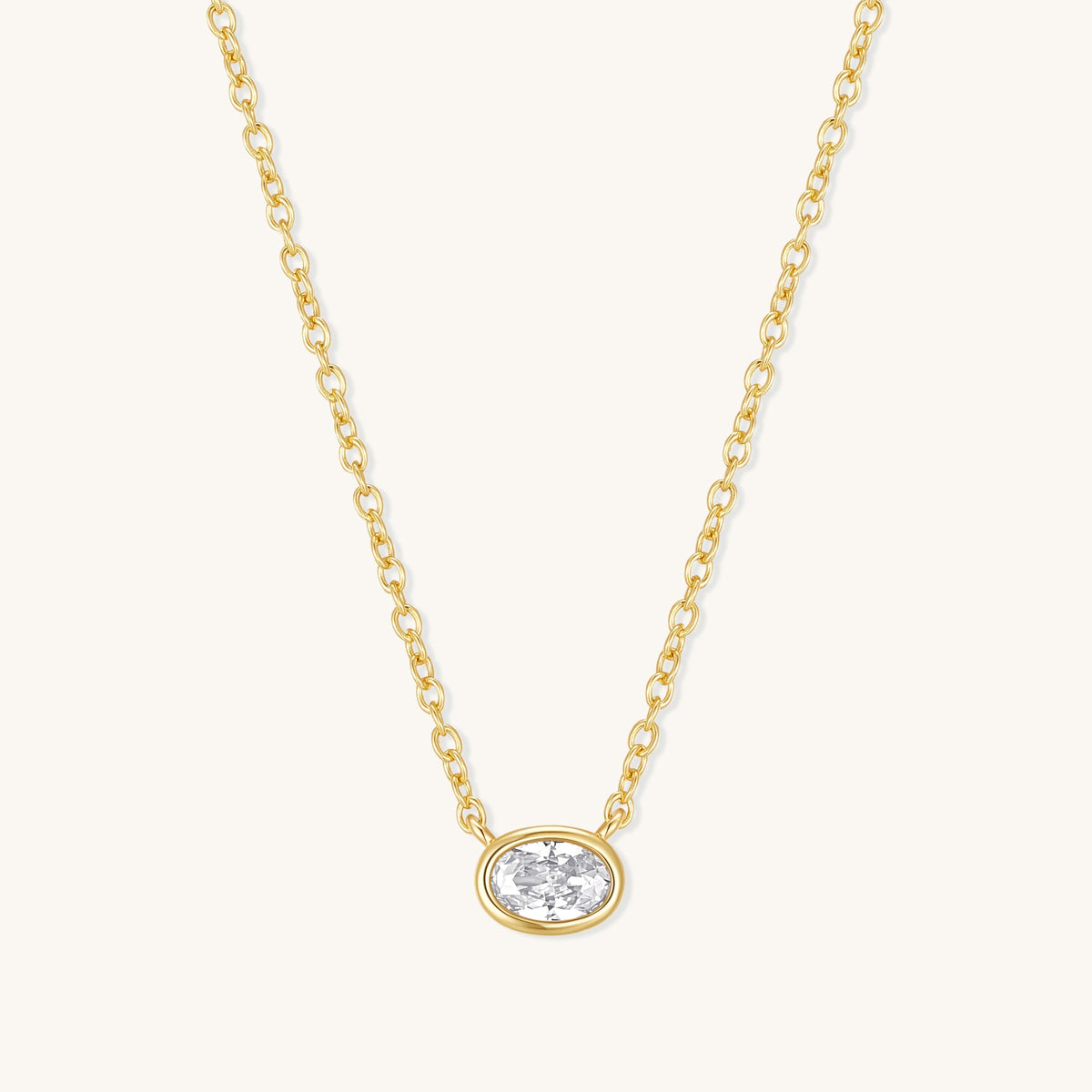 Gold Filled Diamond Oval Necklace