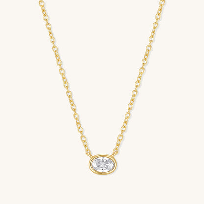 Gold Filled Diamond Oval Necklace