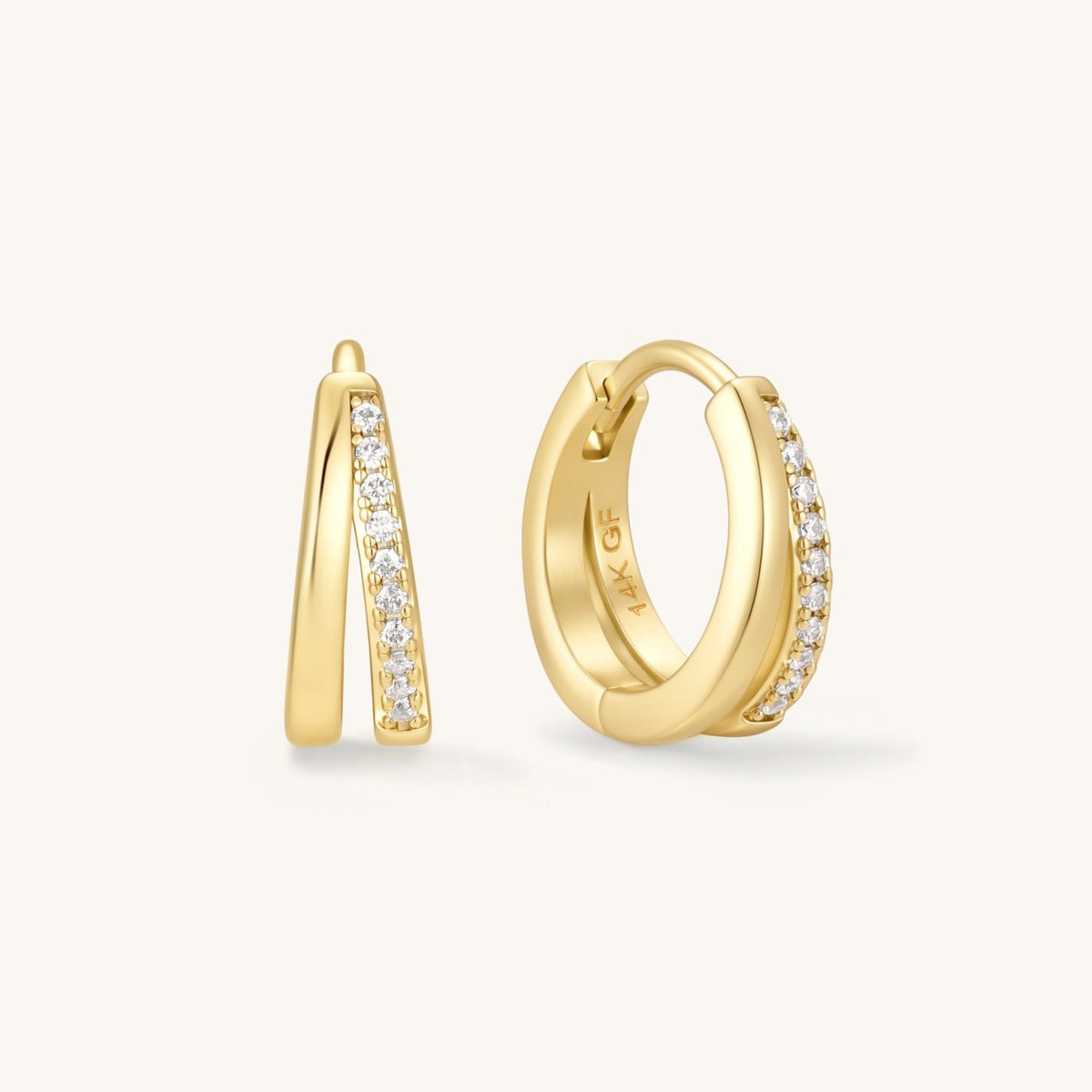 Gold Filled Double Pave Hoops