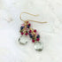 Green Amethyst Bala Earrings with multi-colored gemstones on gold plated sterling silver French hooks