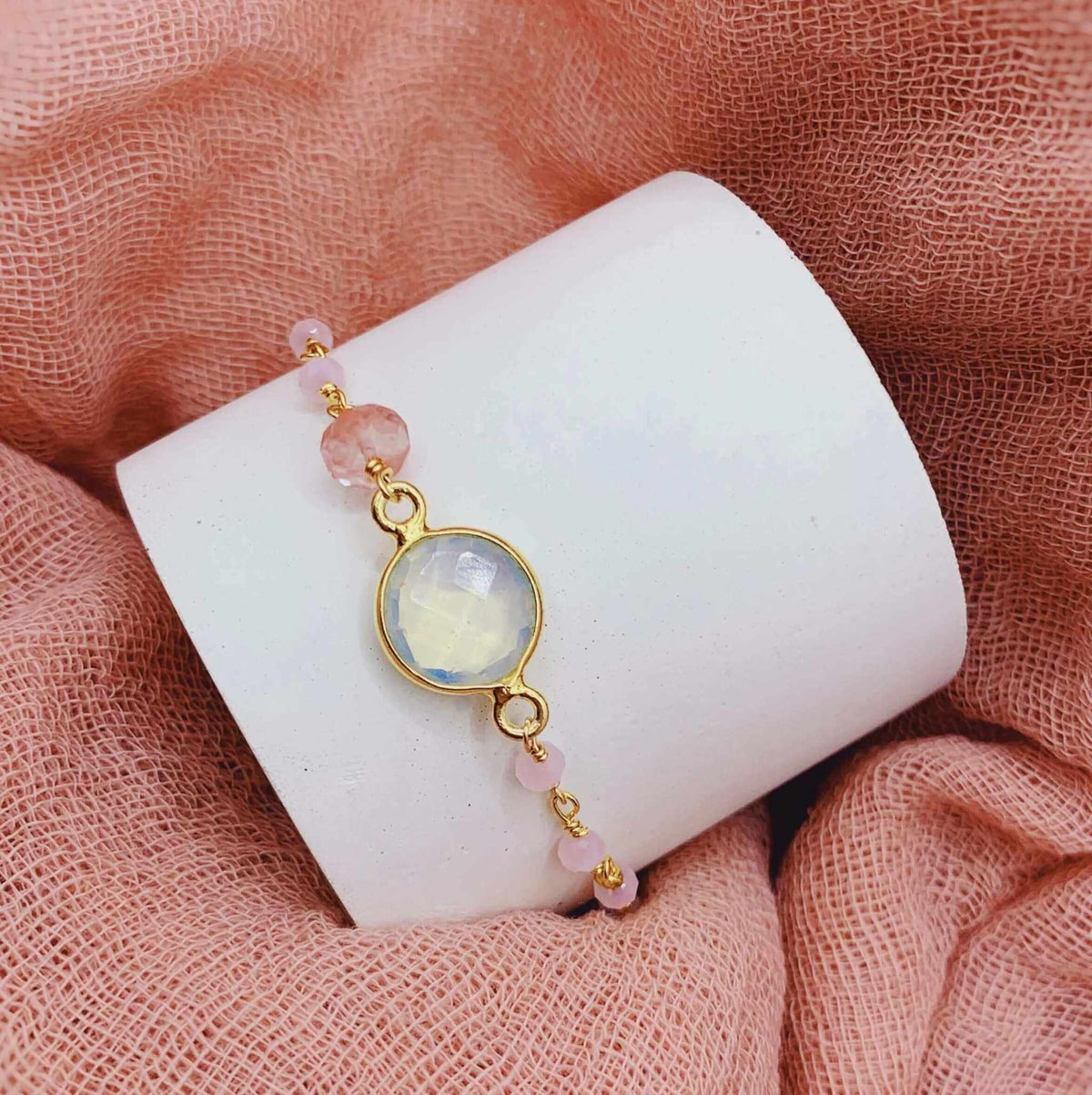 Opal Quartz Adjustable Gemstone BraceletThe ultimate arm candy and completely adjustable to fit anyone. Made with sparkling bezel gemstones and tiny stone accents.
Gorgeous alone or stacked. We&